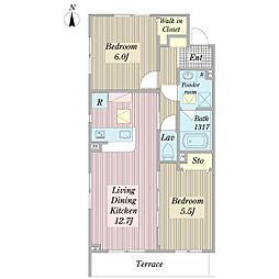 リベルタ 2LDKの間取図画像