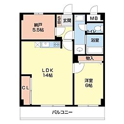 SS南流山 2LDKの間取図画像