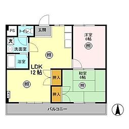 大幸マンション 2LDKの間取図画像