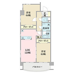 ヒルサイドコート 2LDKの間取図画像