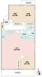 ラポール生田 3LDKの間取図画像