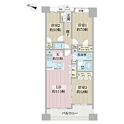 エクストール宮前の丘 3LDKの間取図画像
