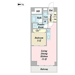 ニューハイツ芝公園 1LDKの間取図画像