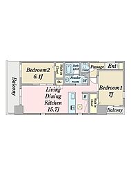 dea del mare 2LDKの間取図画像