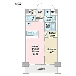 サンウエスト天王台 3階1LDKの間取り