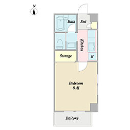 ソレアード 5階1Kの間取り