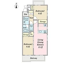 フォンティーヌ 2LDKの間取図画像