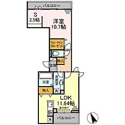 ルポゼ 2階1LDKの間取り