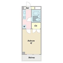 あかるハイム17 2階1Kの間取り