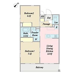 グランセレッソ 2LDKの間取図画像