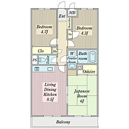 クレールS 3DKの間取図画像