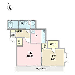 アロース 1LDKの間取図画像