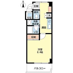 グラスコート 1Kの間取図画像