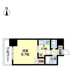 プロシード元町 1Kの間取図画像