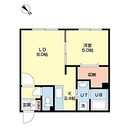 グランメール恵翔 1LDKの間取図画像