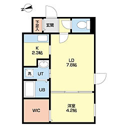 プログレス東区役所前 1LDKの間取図画像