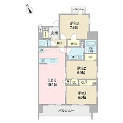 エスポワール清伸 3LDKの間取図画像