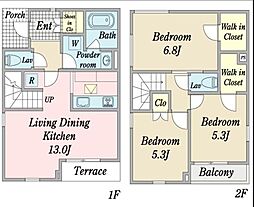 ベルメゾンＥ−V 1階3LDKの間取り