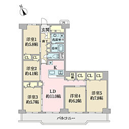 ハイラーク船堀 5LDKの間取図画像
