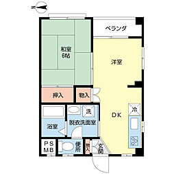 井野ビル 2DKの間取図画像