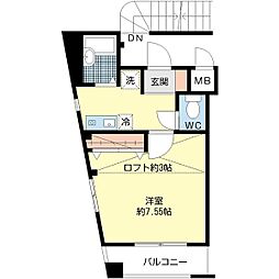 パレス平井 1Kの間取図画像