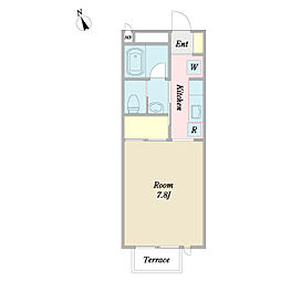 ミモザ 1階1Kの間取り