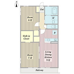 ラッキーハイム 1階2LDKの間取り
