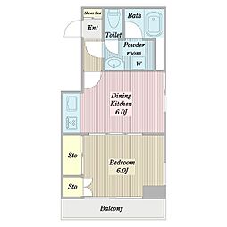 クレスビル 1DKの間取図画像