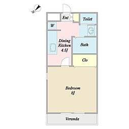 パティオ4 1Kの間取図画像