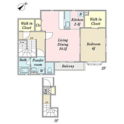 エスパシオ弐番館 1LDKの間取図画像