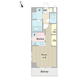 プロシード柏トロワ 1Kの間取図画像