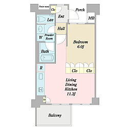 アクシア等々力 1LDKの間取図画像