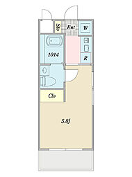 SS.FLAT都立大学 1Kの間取図画像