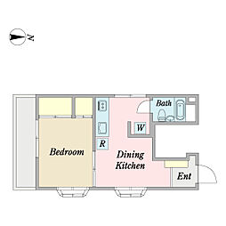 光ハイツビル 1DKの間取図画像