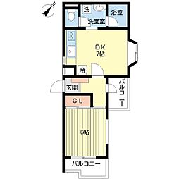 都立大一ツ木マンション 1DKの間取図画像
