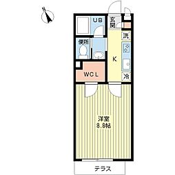 ブリッザコート 1Kの間取図画像