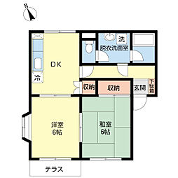 フローレンス美郷壱番館 2DKの間取図画像