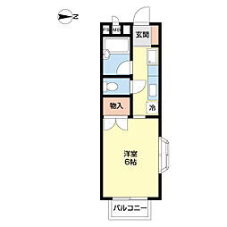 ピュアルミナス 1Kの間取図画像