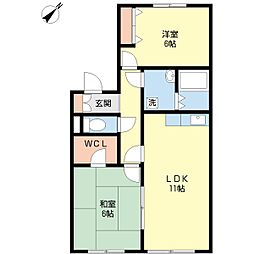 ライフタウン美郷C棟 2LDKの間取図画像