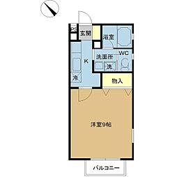 ポポラーレ 1Kの間取図画像