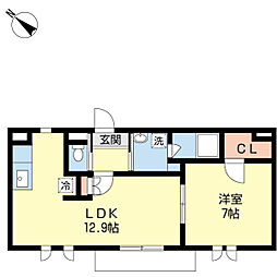 ヴィアーレ弐番館 1LDKの間取図画像