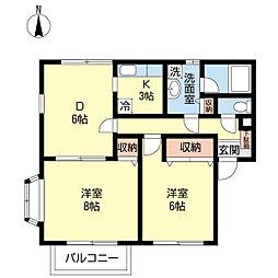 オプティミスタ参番館 2DKの間取図画像