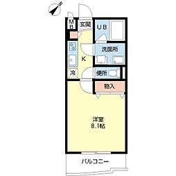 グランソレイユ 1Kの間取図画像