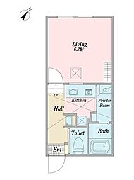 ルノン美園 1階1Kの間取り