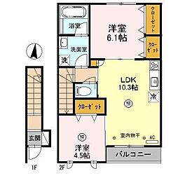 リブラン 2LDKの間取図画像