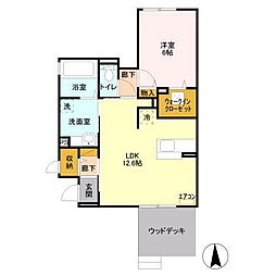 ホープライトB 1LDKの間取図画像