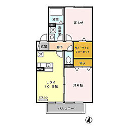 リリー坂下A 2LDKの間取図画像