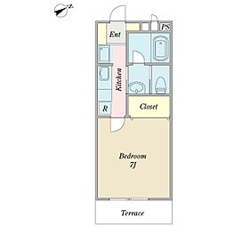 シャン・ド・フルール壱番館 1Kの間取図画像