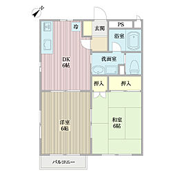 チャーリィーブラウン 2DKの間取図画像