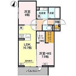 アドラブール B棟 2LDKの間取図画像